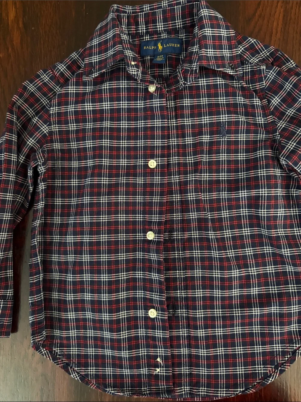 Ralph Lauren Navy, Red & White Plaid Cotton Button-Down Shirt